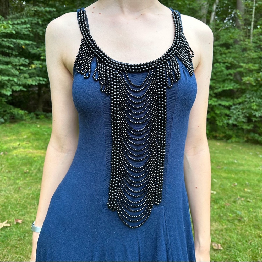 LUX beaded embellished body con midnight blue dress, M. - Picture 2 of 6